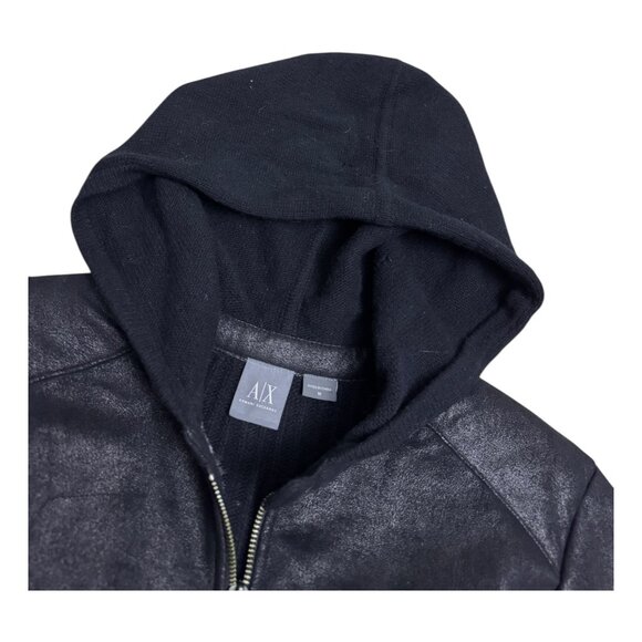 ARMANI EXCHANGE Lambswool Luxury Designer Vegan Leather Casual Jacket Men Medium - Picture 5 of 8